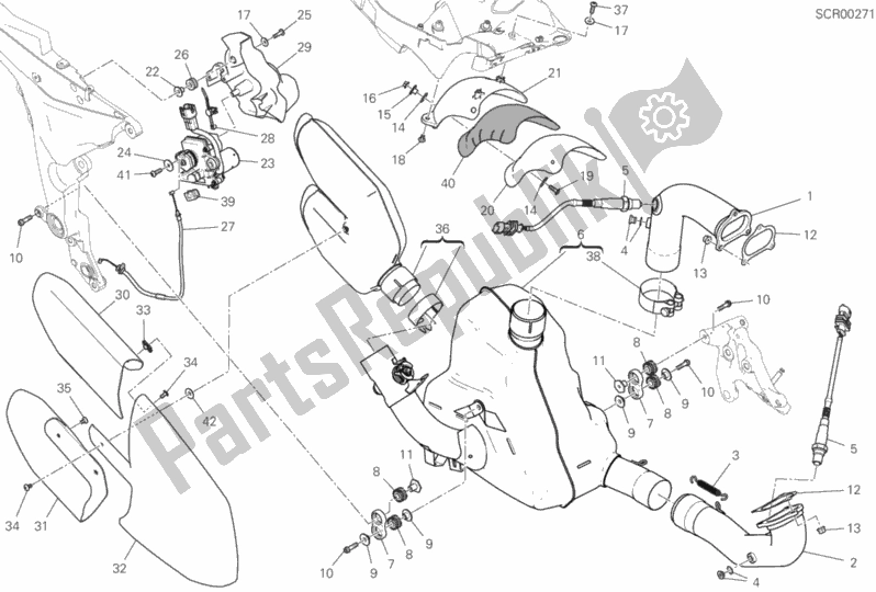 All parts for the Exhaust System of the Ducati Multistrada 1260 ABS 2018